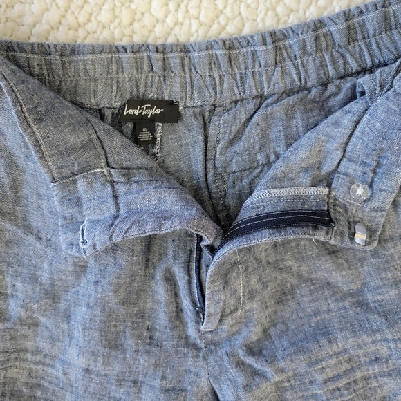 Lord & Taylor Blue Flat Front Shorts with Cuff - Picture 3 of 12